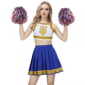 Taylor Cheerleader Uniform TS - Blue and White Cheerleading Outfit for High School Girls, Ideal for Halloween Parties and Costume Events